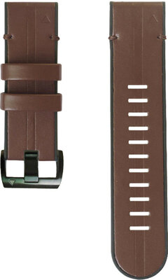 QuickFit Strap 22mm, Silicone with Leather Cover, Brown, Black Buckle (Garmin Fenix 7/6/5, Epix 2 etc.)