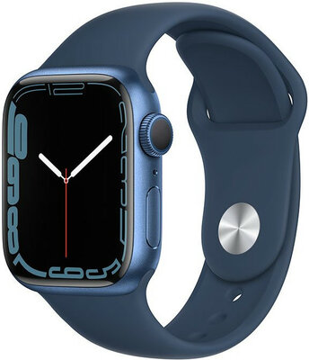 Apple Watch Series 7 GPS, 41mm, Midnight Aluminium Case with Abyss Blue Sport Band