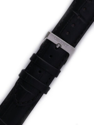 Strap Orient UDFEASB, leather black, silver clasp (pro model FUNG5)