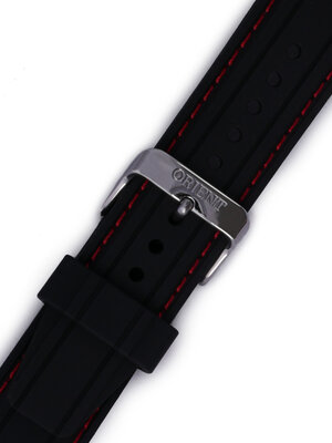 Strap Orient VDFCKSW, silicone black, silver clasp (pro model FUNG3)
