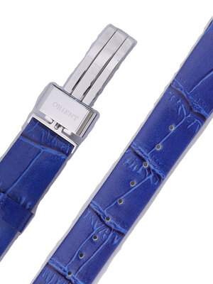 Strap Orient UDBZFSD, leather blue, silver clasp (pro model CNRAH)