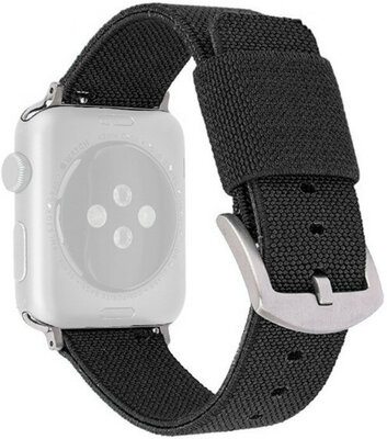 Strap pro Apple Watch, nylon, black, silver clasp (pouzdra 42/44/45mm)