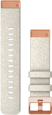 Strap Garmin QuickFit 20mm, nylon, white, rosegold clasp (Fenix 7S/6S/5S)