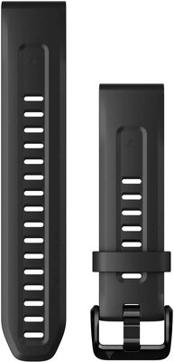 Strap Garmin QuickFit 20mm, silicone, black, black clasp (Fenix 7S/6S/5S)