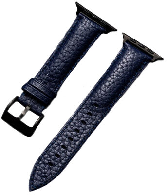 Strap pro Apple Watch, leather, blue, black clasp (poudra 42/44/45mm)