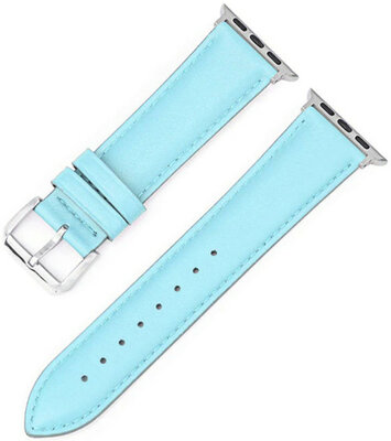 Strap pro Apple Watch, leather, light blue, silver clasp (pouzdra 38/40/41mm)