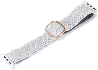 Strap pro Apple Watch, nylon, white, rosegold clasp (pouzdra 42/44/45mm)