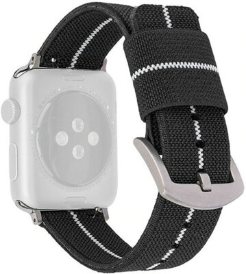 Strap pro Apple Watch, nylon, black-white, silver clasp (pouzdra 42/44/45mm)