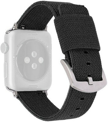 Strap pro Apple Watch, nylon, black, silver clasp (pouzdra 42/44/45mm)