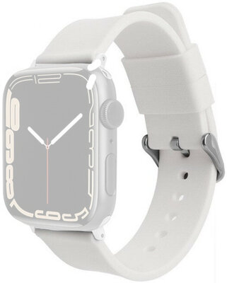Strap pro Apple Watch, silicone, white, silver clasp (pouzdra 42/44/45mm)
