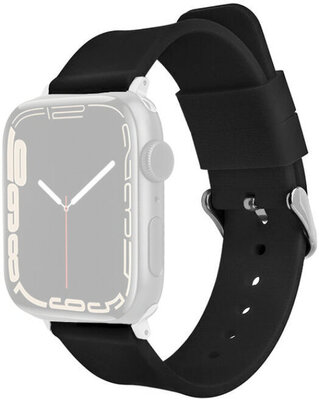 Strap pro Apple Watch, silicone, black, silver clasp (pouzdra 42/44/45mm)