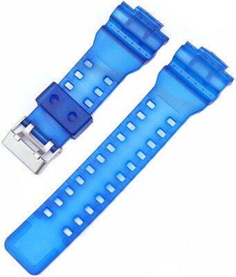 Strap pro Casio G-Shock, plastic, blue, silver clasp (pro modely GA-100, GA-110, GD-120, GLS-100)