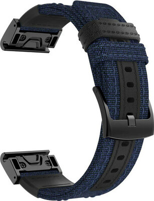 Strap QuickFit 22mm, nylon, blue, black clasp (Garmin Fenix 7/6/5, Epix 2, MARQ aj.)