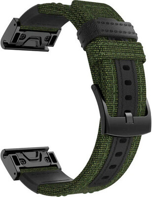 Strap QuickFit 22mm, nylon, green, black clasp (Garmin Fenix 7/6/5, Epix 2  aj.)