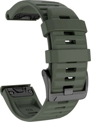 Strap QuickFit 22mm, silicone, dark green, black clasp (Garmin Fenix 7/6/5, Epix 2, MARQ aj.)