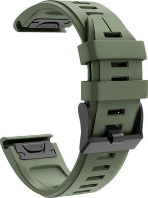 Strap QuickFit 22mm, silicone, green, black clasp (Garmin Fenix 7/6/5, Epix 2, MARQ aj.)