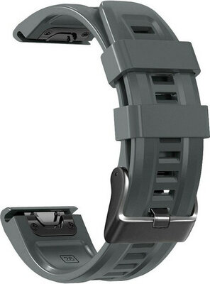 Strap QuickFit 26mm, silicone, dark grey, black clasp (Garmin Fenix 7X/6X/5X, Tactix aj.)
