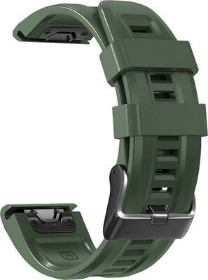 Strap QuickFit 26mm, silicone, dark green, black clasp (Garmin Fenix 7X/6X/5X, Tactix aj.)