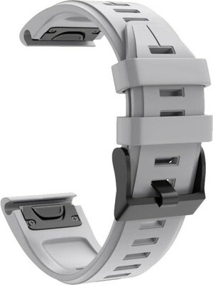 Strap QuickFit 26mm, silicone, grey, black clasp (Garmin Fenix 7X/6X/5X, Tactix aj.)