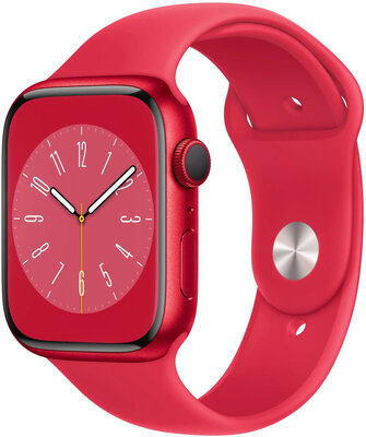 Apple Watch Series 8, GPS, 45mm, RED Aluminium Case, Braided Solo Loop