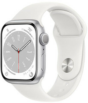 Apple Watch Series 8, GPS, 41mm, Silver Aluminium Case with Sport Loop