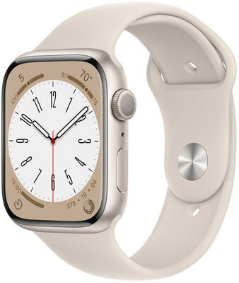 Apple Watch Series 8, GPS, 45mm, Starlight Aluminium Case with Sport Loop