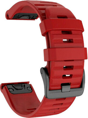 Strap QuickFit 26mm, silicone, dark red, black clasp (Garmin Fenix 7X/6X/5X, Tactix aj.)