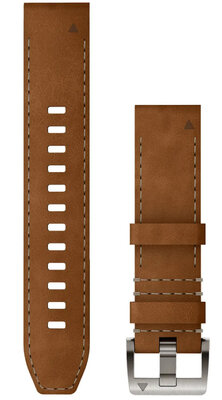 Strap Garmin QuickFit 22mm, leather/FKM, brown, silver clasp (Fenix 7/6/5, Epix 2 aj.)