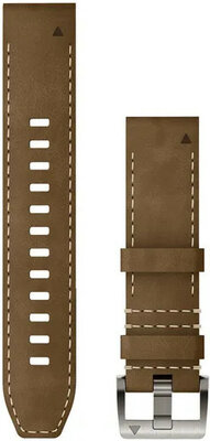 Strap Garmin QuickFit 22mm, leather/FKM, light brown, silver clasp (Fenix 7/6/5, Epix 2 aj.)