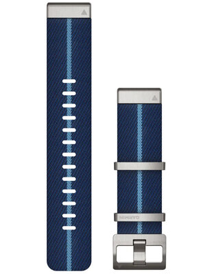 Strap Garmin QuickFit 22mm, nylon, blue, silver clasp (Fenix 7/6/5, Epix 2 aj.)