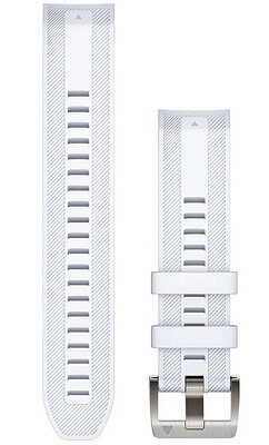 Strap Garmin Quickfit 22mm, silicone, white, silver clasp (MARQ 2)