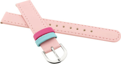 Children's Leather Strap 14 mm, Light Pink, Silver Buckle