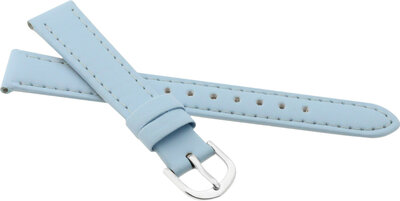 Children's Leather Strap 16 mm, Light Blue, Silver Buckle