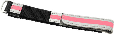 Children's Leather Strap 17 mm, Pink, Silver Buckle, Reflective