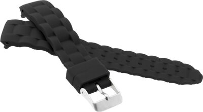 Children's Silicone Strap 18 mm, Black, Silver Buckle