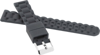 Children's Silicone Strap 18 mm, Dark Grey, Silver Buckle