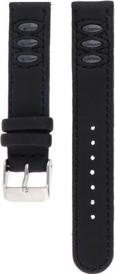 Children's Leather Strap 16 mm, Black, Silver Buckle