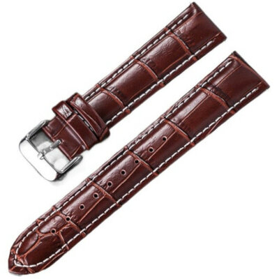 Ricardo Orte, leather strap, brown with white stitching, silver clasp
