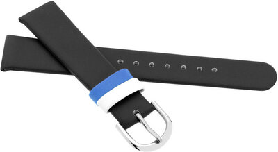 Children's Leather Strap 16 mm, Black, Silver Buckle