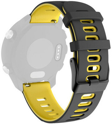 Strap Quick Release 20mm, silicone, black-yellow, black clasp (Garmin Venu, Venu Sq, Venu 2 plus aj.)