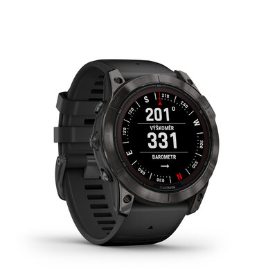 Garmin Fenix 7X Pro Sapphire Solar Gray DLC Titanium / Black Silicone Band