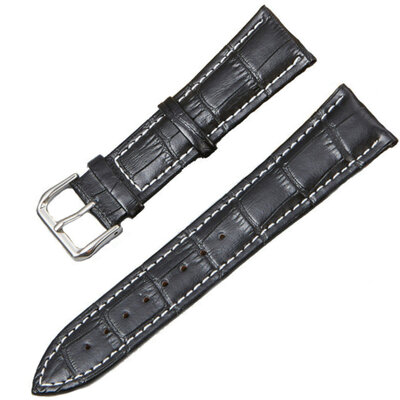 Ricardo Todi, leather strap, black with white stitching, silver clasp
