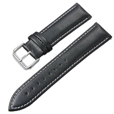 Ricardo Chieti, leather strap, black with white stitching, silver clasp
