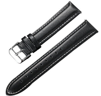 Ricardo Cagli, leather strap, black with white stitching, silver clasp