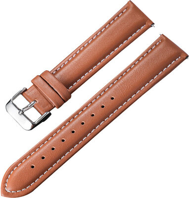 Ricardo Cagli, leather strap, brown with white stitching, silver clasp