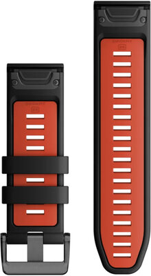 Silikonový řemínek Garmin 26mm, Black/Flame Red, QuickFit, 010-13281-06