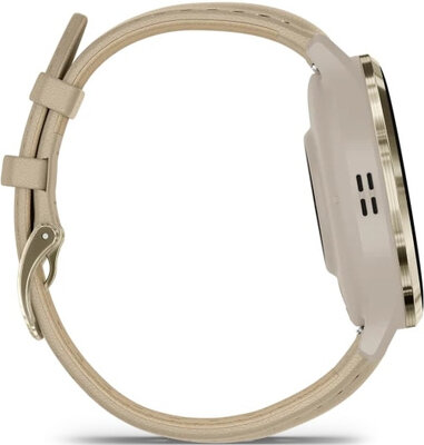 Garmin Venu 3S Cream Gold / French Gray, Sand Leather Band (Premium) (+ náhradní silkonový řemínek)