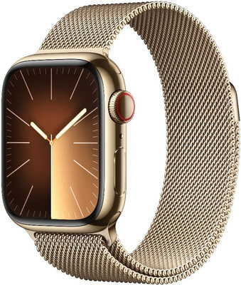 Apple Watch Series 9 GPS Cellular 41mm Gold Stainless Steel Case Gold Milanese Loop Hodinky 365