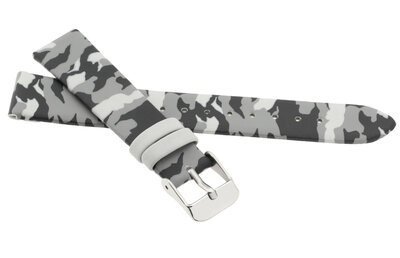 Children's polyurethane strap 16mm, mottled (grey/black/white), silver buckle