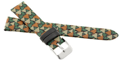 Children's polyurethane strap 16mm, mottled (green/yellow/orange), silver buckle